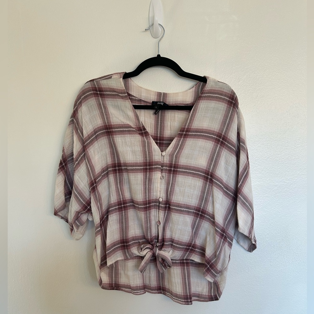 Paige Button Down Plaid Blouse